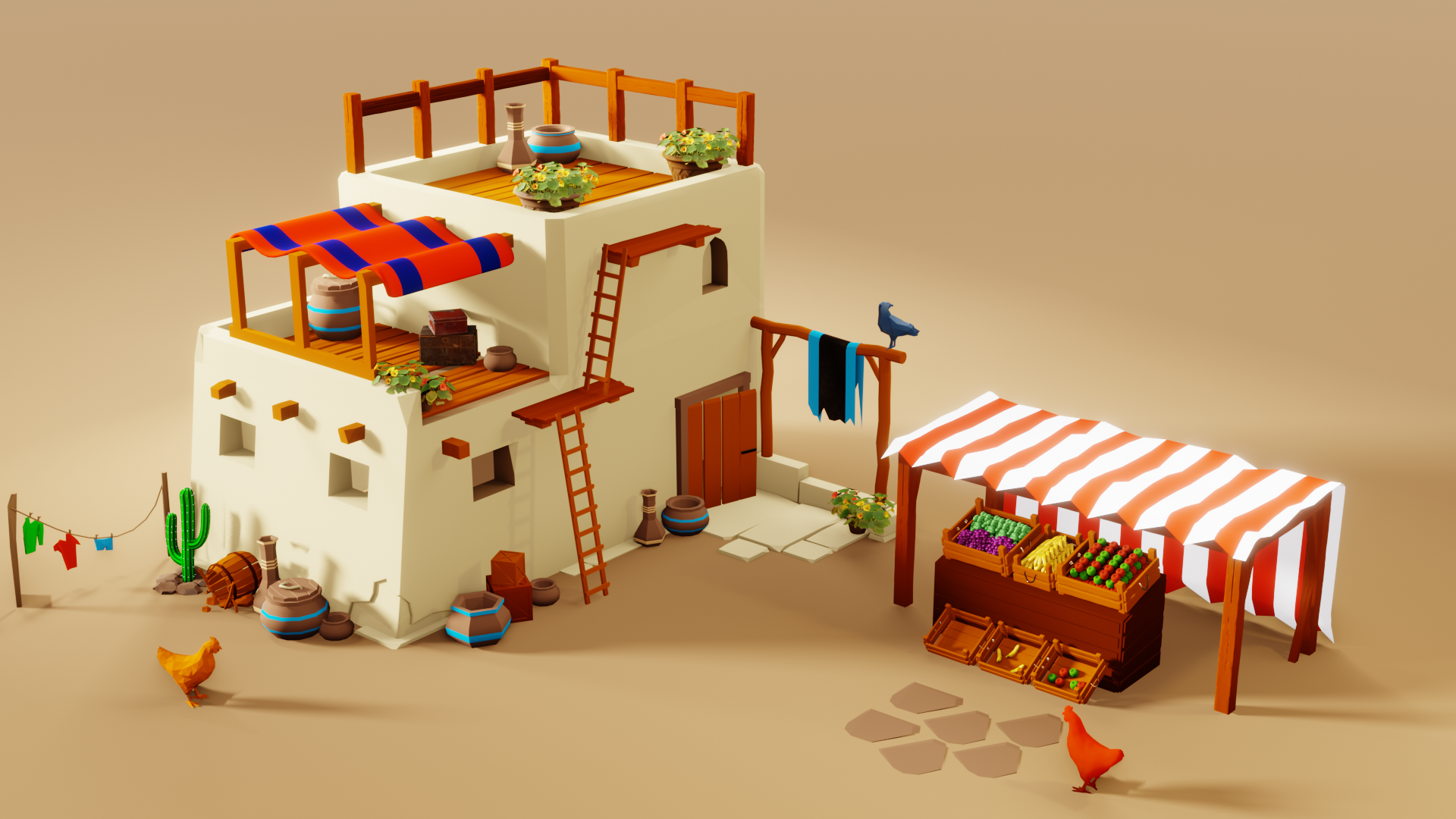 LowPoly Desert House preview image 1